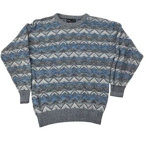 VTG 80s 90s Expressions International Men's Knit Sweater Sz Med Geometric